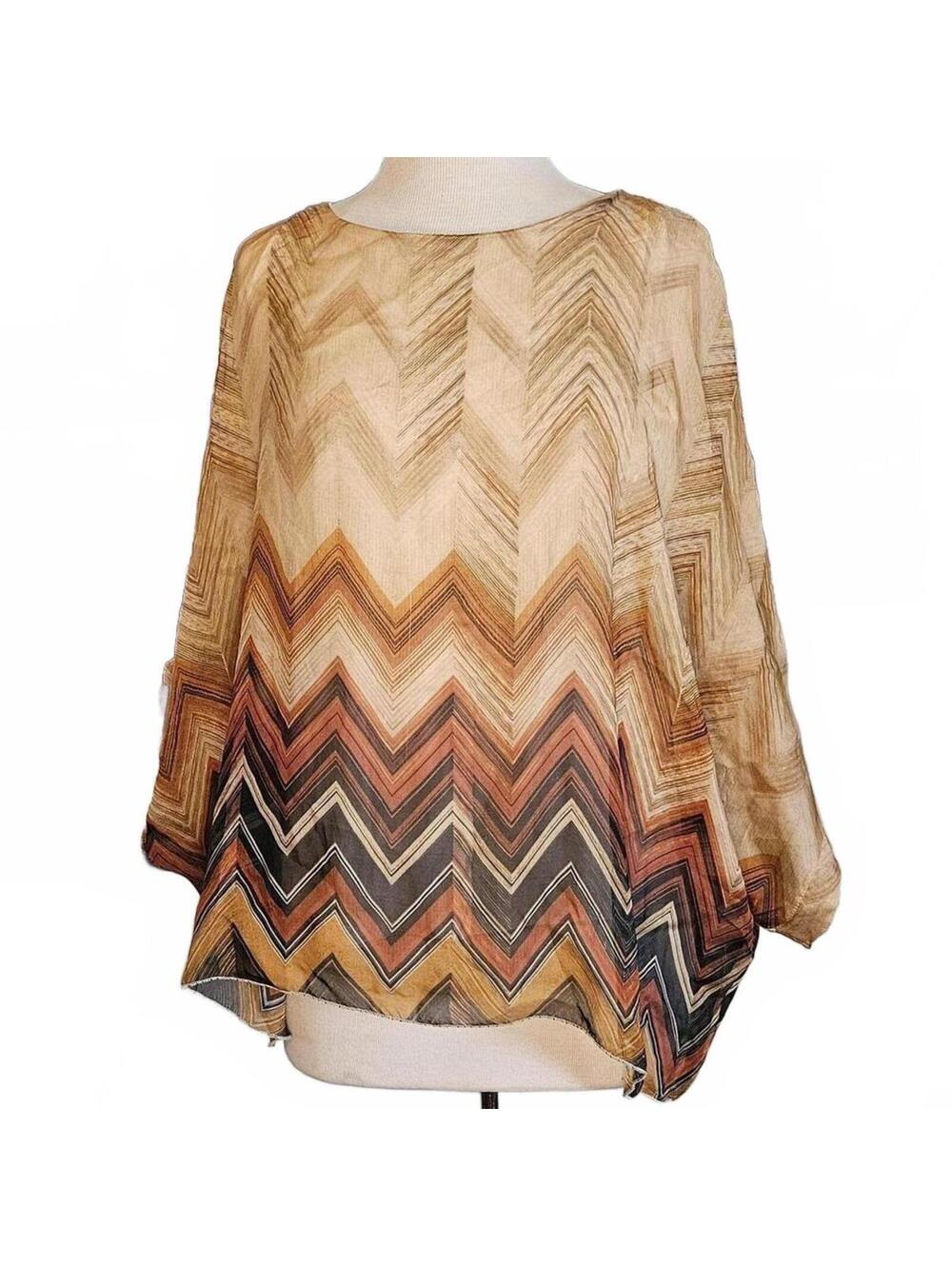 Woman's Batwing Chevron silk Batwing shirt, Lola, Made in Italy